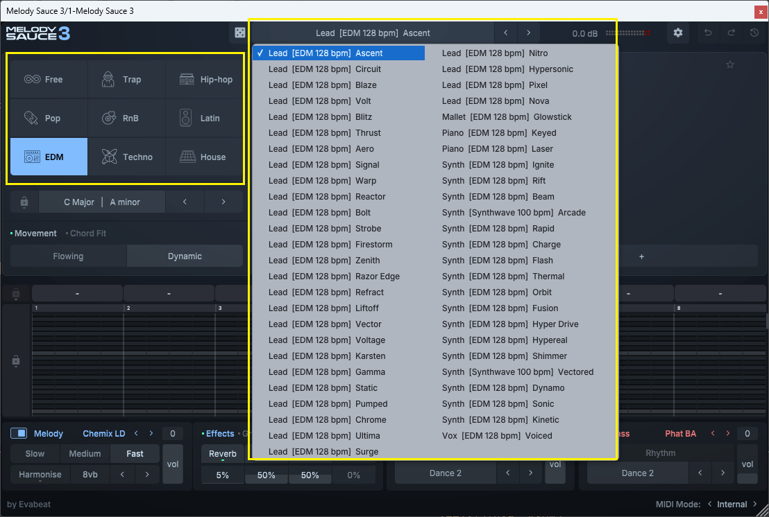 ジャンルとスタイルの選択
